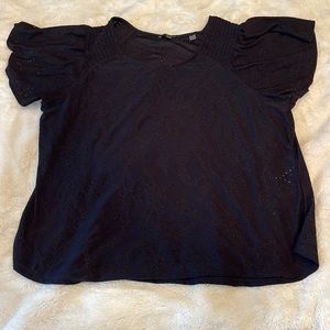 T Tahari Dark Navy Blouse Top Butterfly Sleeves Women’s 1X
